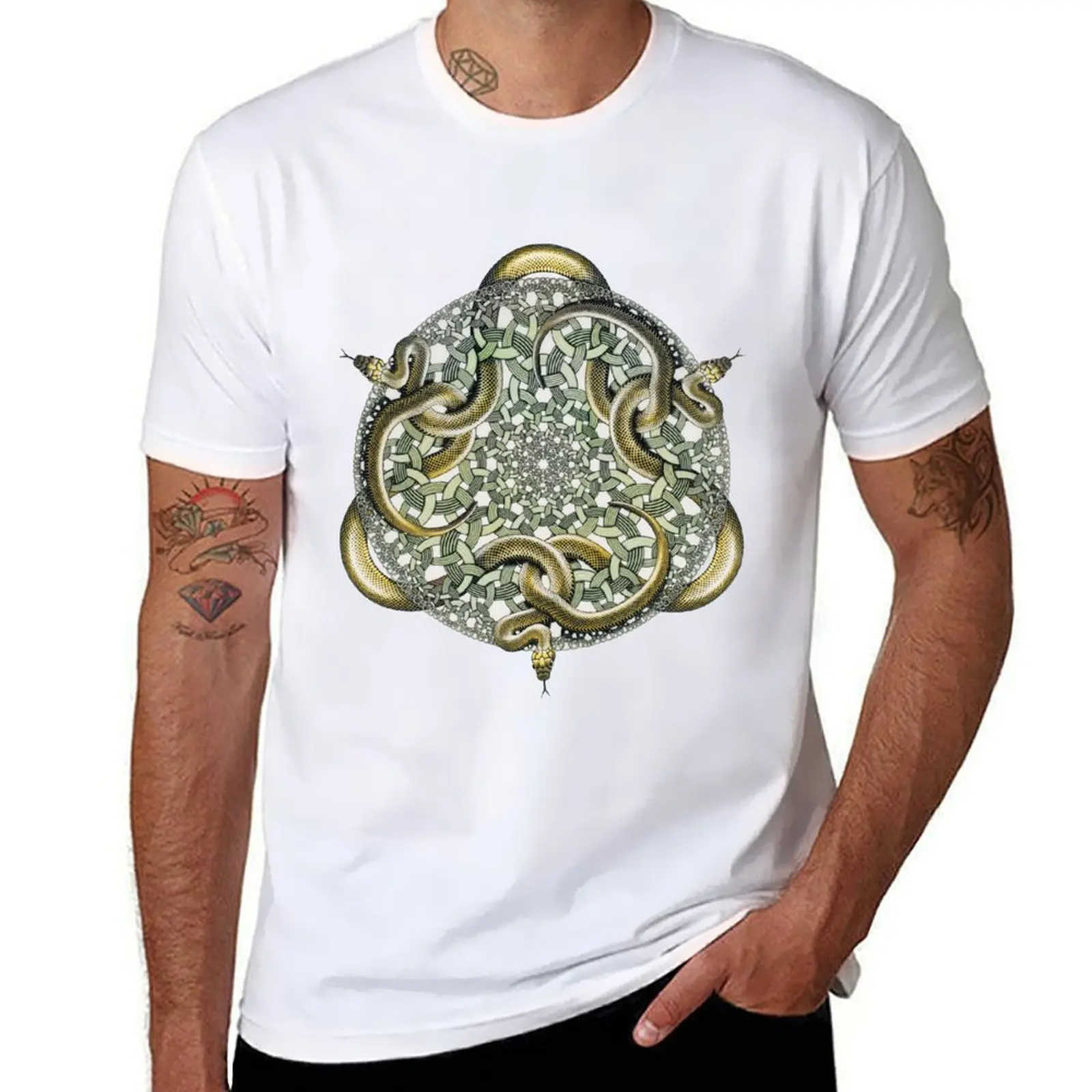 

Escher Snakes T-Shirt t shirt man plain t shirt for man 100 percent cotton T-Shirt