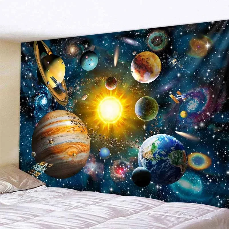 VIKAMA Galaxy Space Tapestry, Solar System Planets Print Wall Hanging for Bedroom Dorm Living Room Home Decor