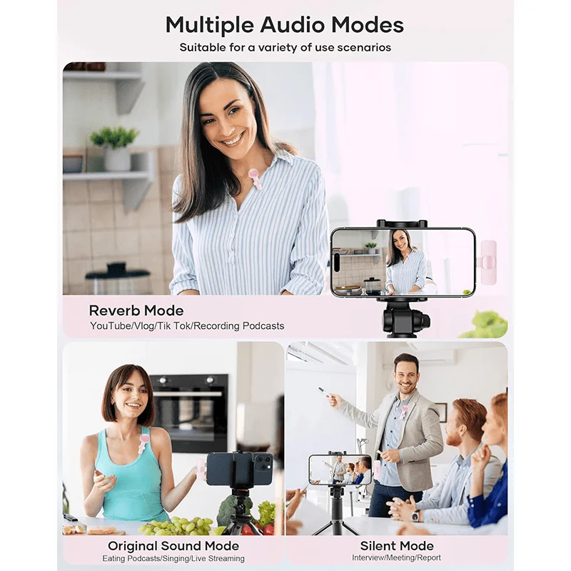Micrófono de solapa inalámbrico para iPhone USB C Android mini con reducción de ruido para vlog, grabación de video, contenido 5