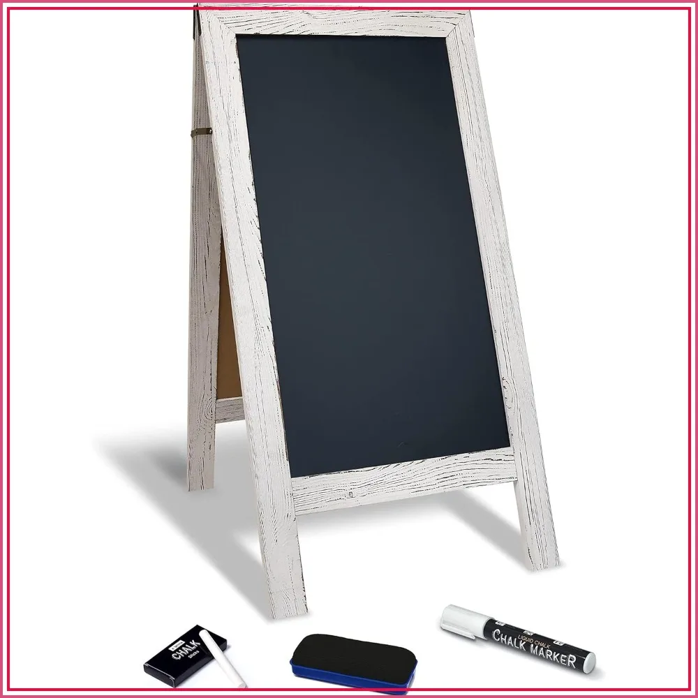 

Extra Large 20" x 40" Double-Sided Magnetic A-Frame Chalkboard Sign, Standing Easel with Chalk Marker, Chalk & Eraser, Outdoor Sidewalk Sign