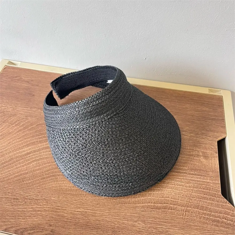 

Fashion Anti-UV Summer Visors Hat Empty Top Raffia Sun Hat Wide Large Brim Breathable Empty Top Hat Woman