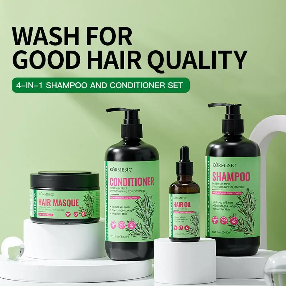 

Hair Growth Product Kit Rosemary Mint Fast Dense Hair Shampoo Conditioner Repair Damage Hair Mask Prevent Hair Loss Serum Oil