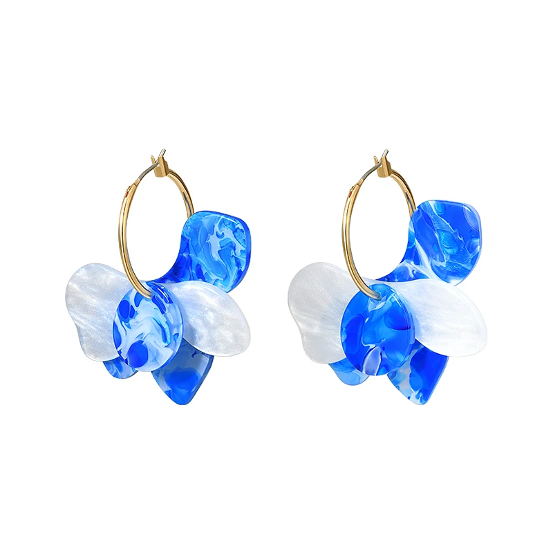 

Acrylic petal earrings geometric irregular design earrings blue earrings