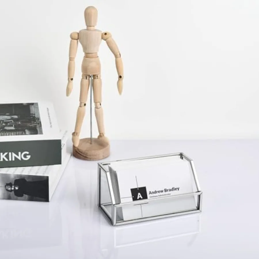 حامل بطاقات عمل زجاجي من Feyarl، حامل بطاقات Business me، عرض منظم بطاقات العمل، تخزين لطاولة سطح المكتب ng #6