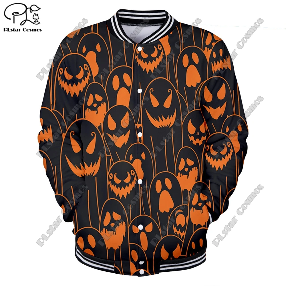 3D Printing Halloween Series Pumpkin Bat Skull Black Cat Pattern Genuine Full Snap Button Jacket Unisex Winter New Arrival  -7