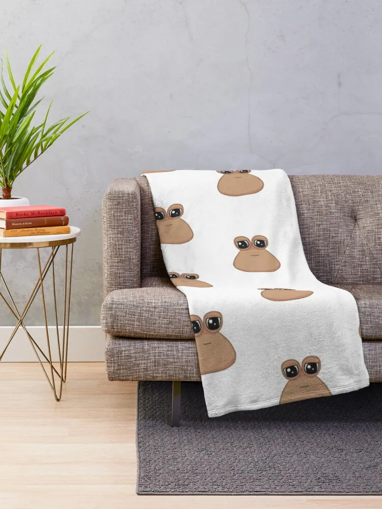 Sad cute little cursed Pou Throw Blanket Luxury Summer Blankets