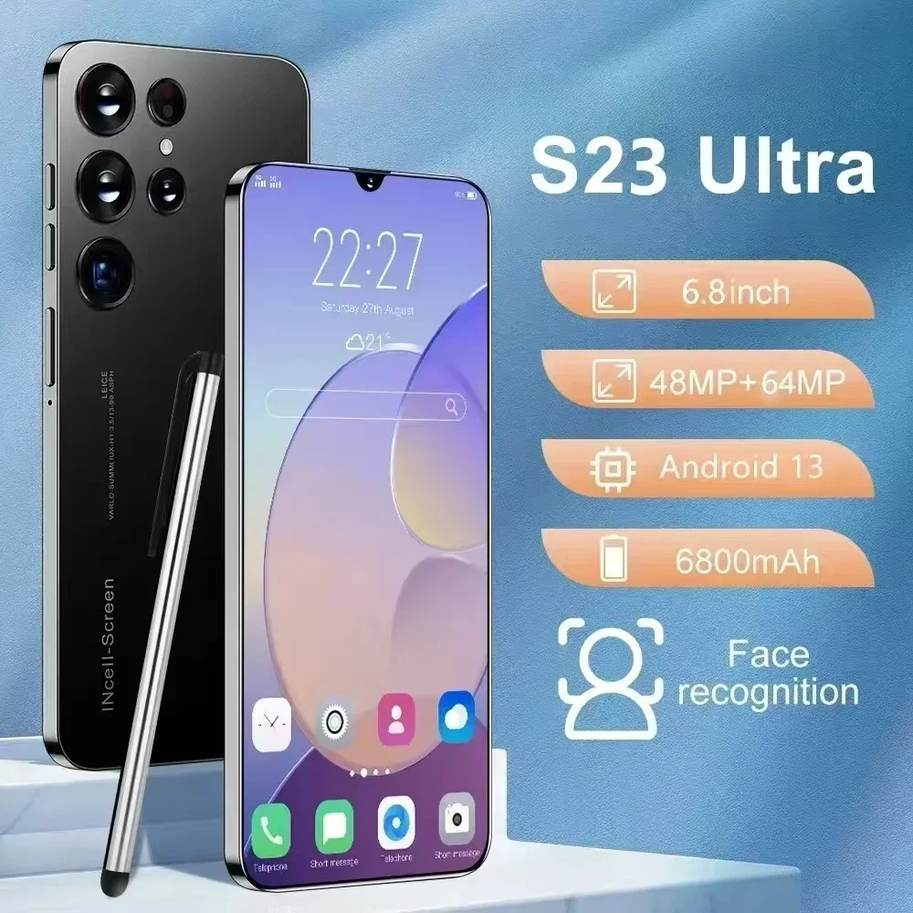 Cellphones S23 Ultra 6.8 Inch 4G 5G Original Smartphone Dual SIM Card Mobile Phones 6800mAh Cell Phone Android 13 Global Version