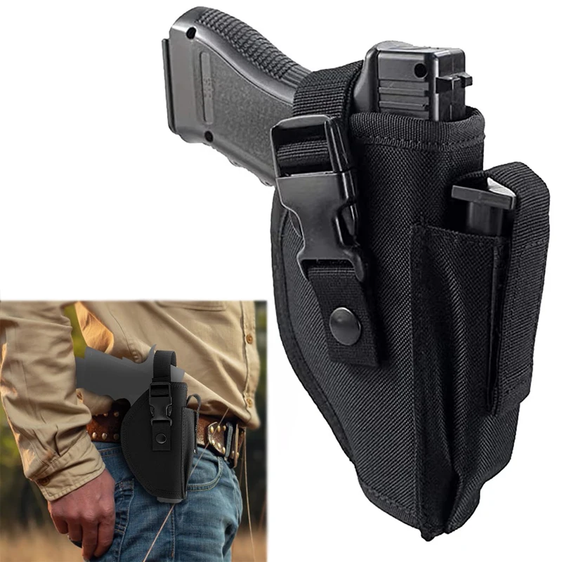 Universal Gun Holster Belt Pouch Outdoor Concealed Carry Pistol Holder IWB OWB Airsoft Waist Bag for Hunting Camping Fanny Pack