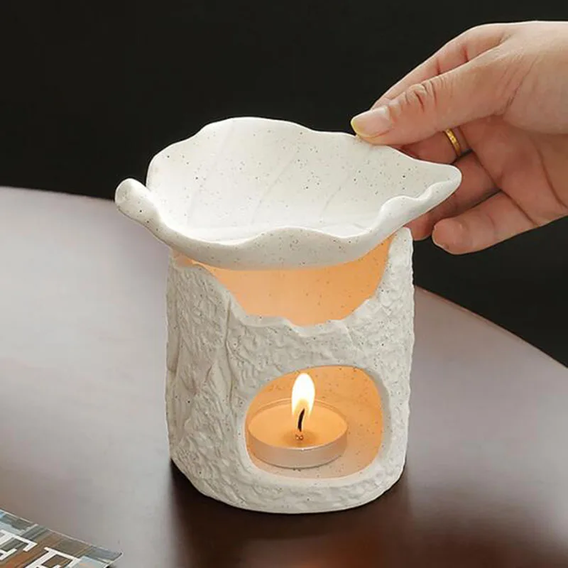 Nordic Style Porcelain Leaf Bowl Essential Oil Furnace Aromatherapy Burner Bedroom Fragrance  Censer Home Decor