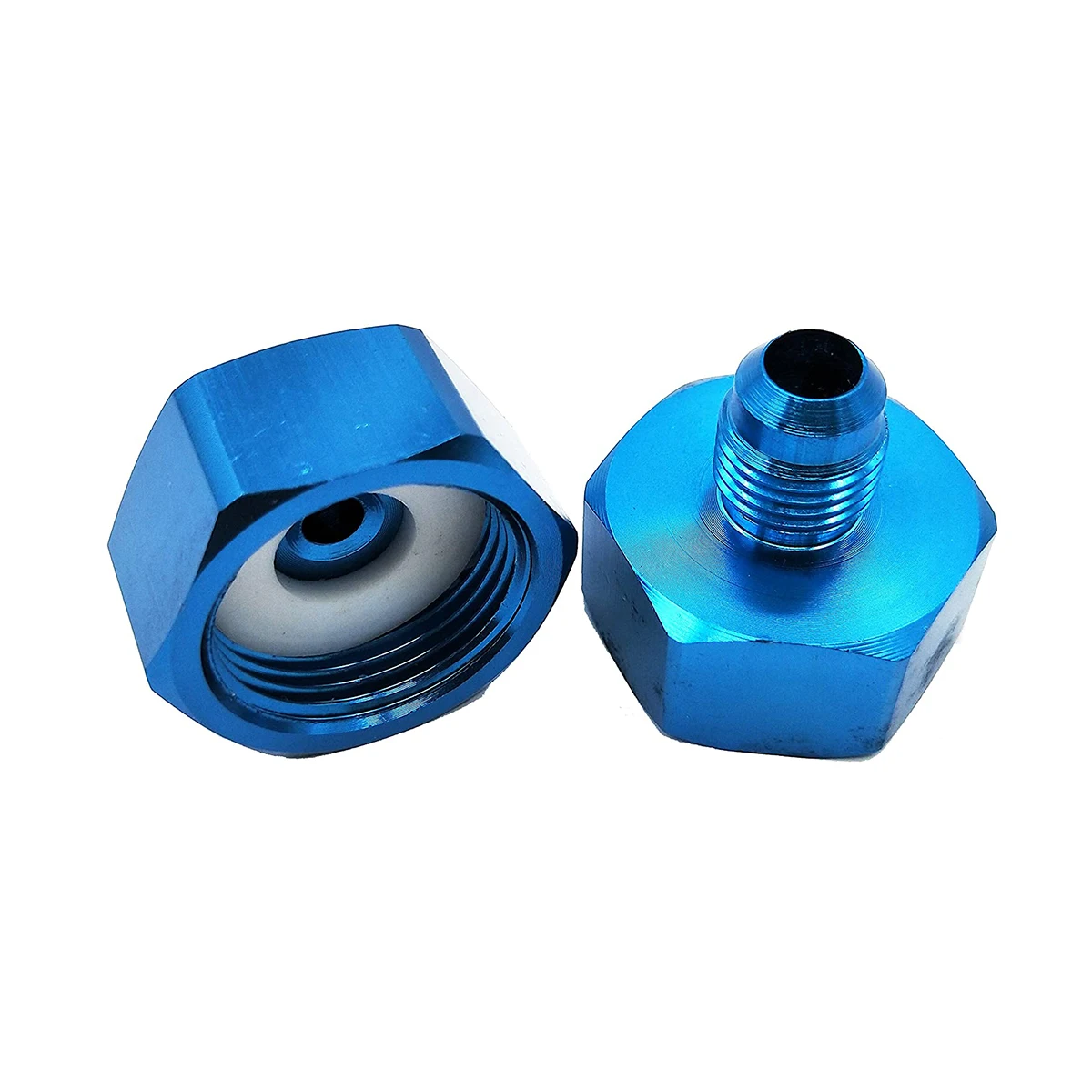 Nitrous Bottle Nut Adapter With Washer (Blue, 4AN) 1 pcs