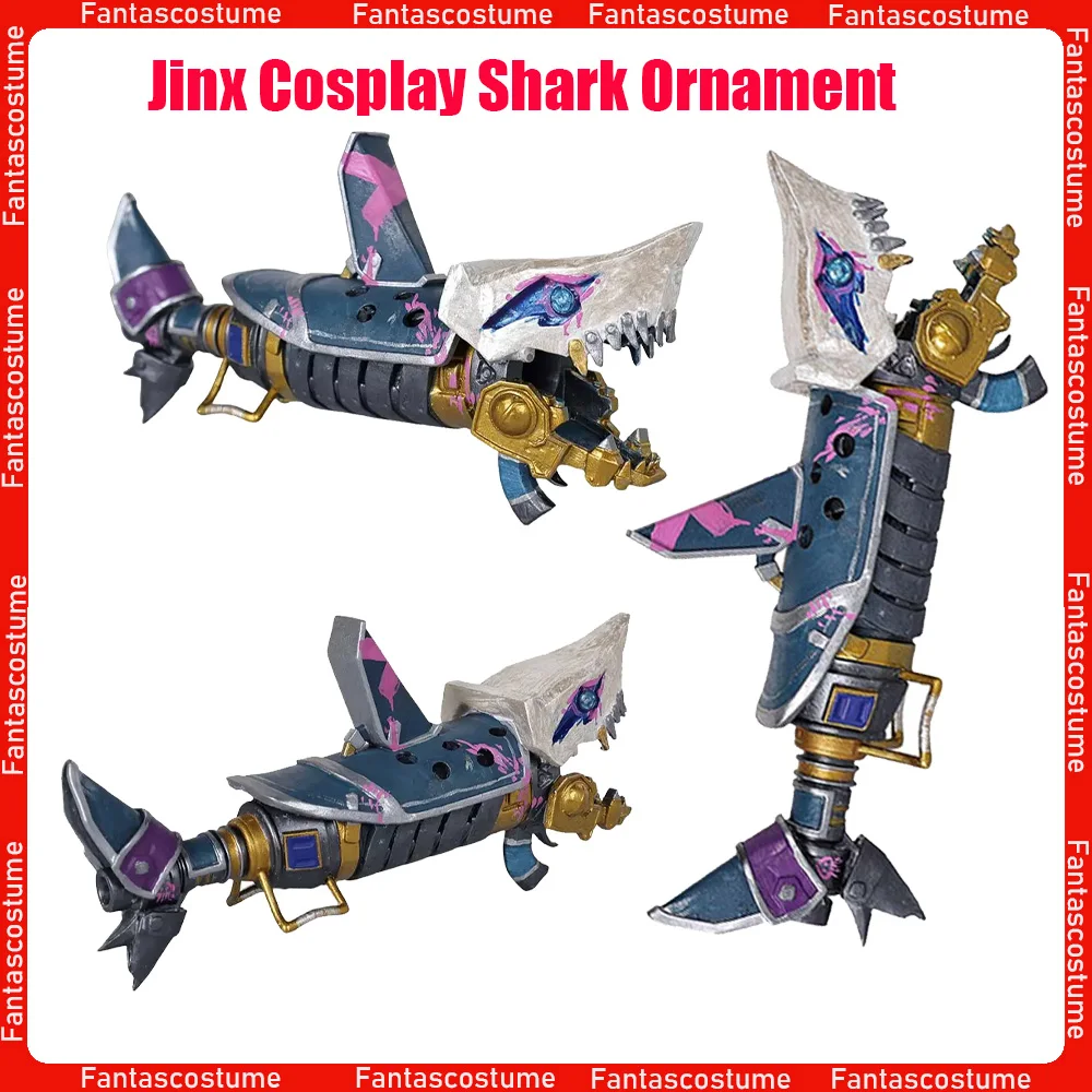 Jinx Cosplay Shark Ornament Arcane Weapon Game LOL Costume Accessories Props Halloween Xmas Carnival Party Fantasia Adult Gifts