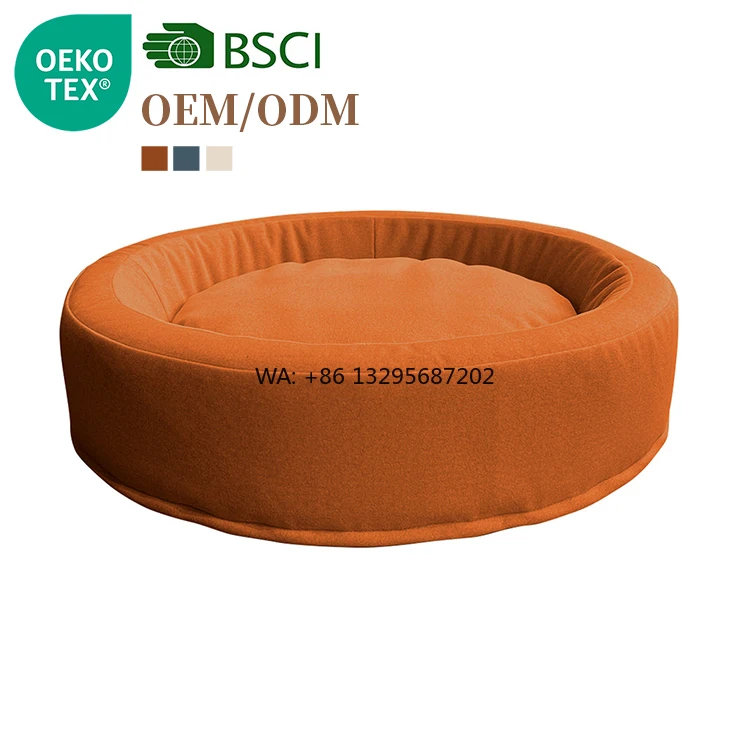 

Solid Pattern Luxury Round Cat Nest Modern Cloth Pet Dog Bed with Breathable Dog Bed Carton Packing