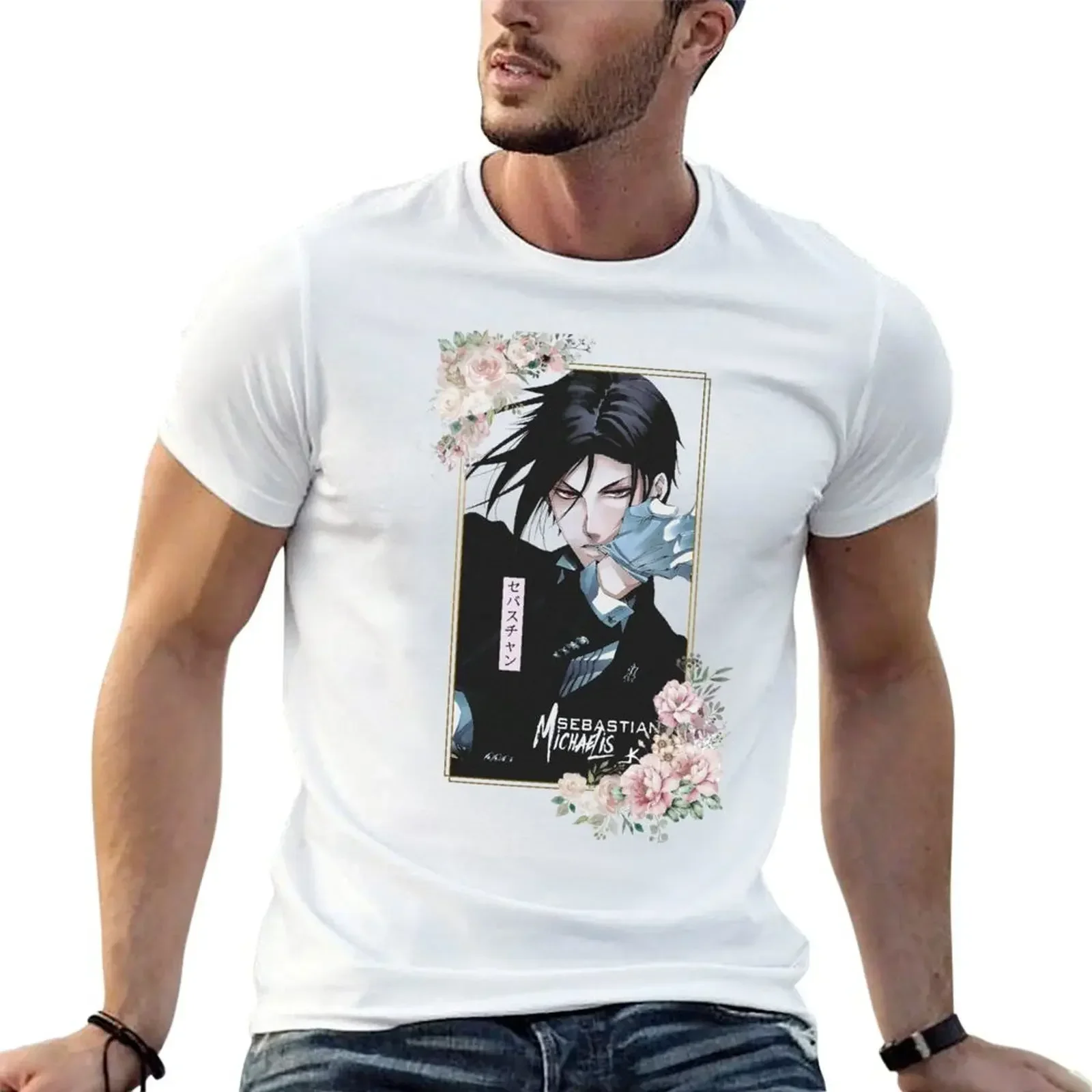 Sebastian Michaelis Black Butler T-shirt boys animal print summer top blanks big and tall for men fashion Round Collar Outfits