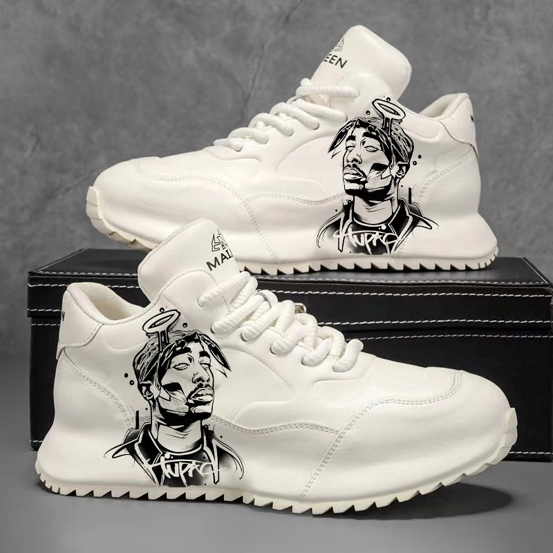 

Популярный рэпер Тупак с принтом, обувь для взрослых, мужская обувь высокого качества с поддержкой свода стопы, баскетбольная обувь для кампуса, рождественский подарок