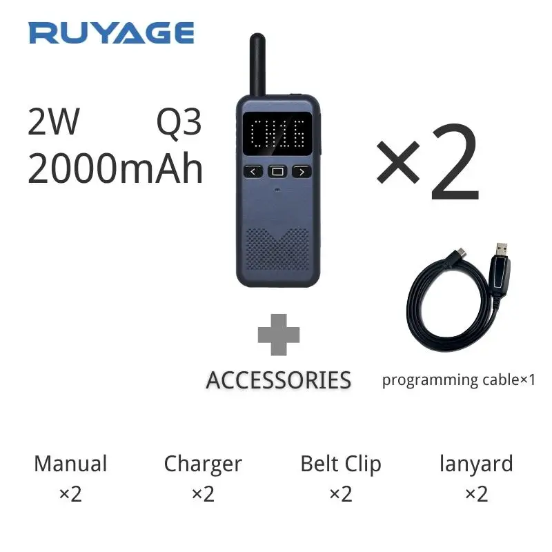 Ruyage Q3 Walkie Talkie 2 pezzi telefono cellulare Radio bidirezionale ricetrasmettitore Uhf dispositivo di comunicazione Wireless Mini Radio