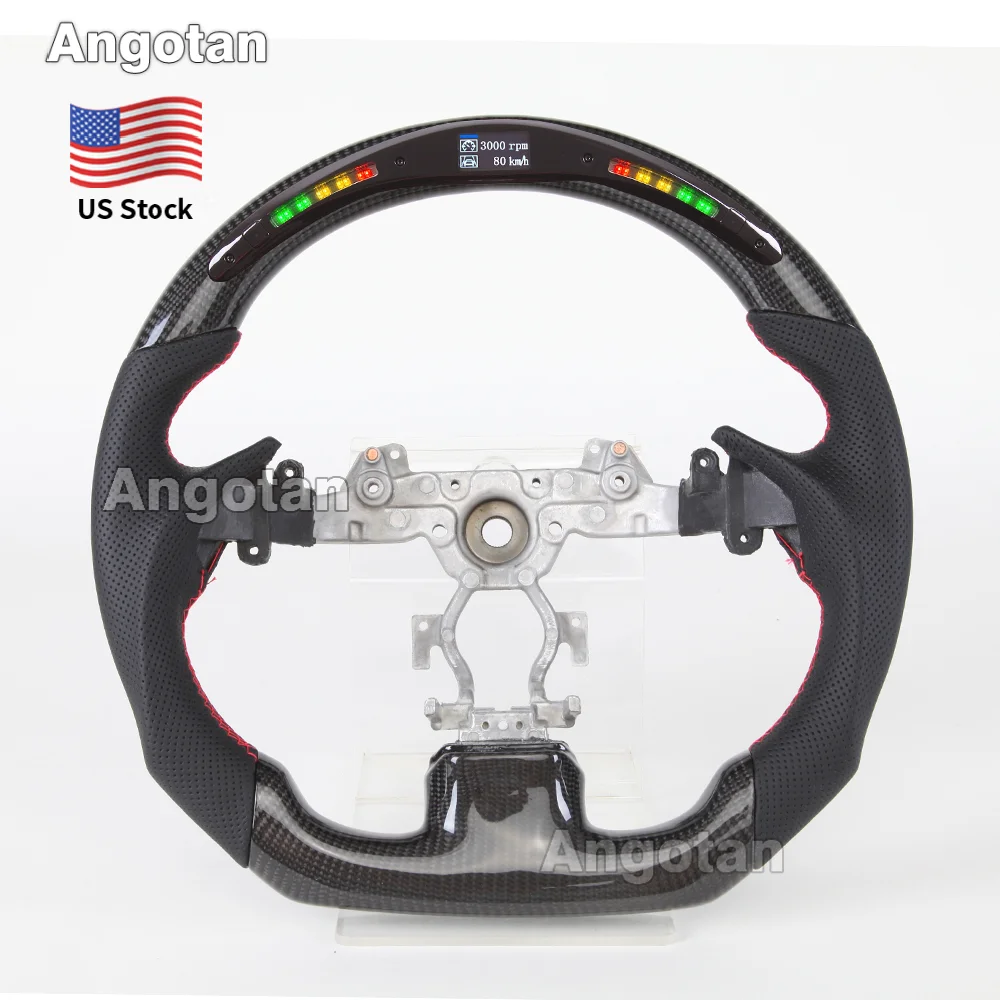 

Real Carbon Fiber LED Steering Wheel for Infiniti G37 G37x 2009-2013 Perforated Leather W/ Red Stitching
