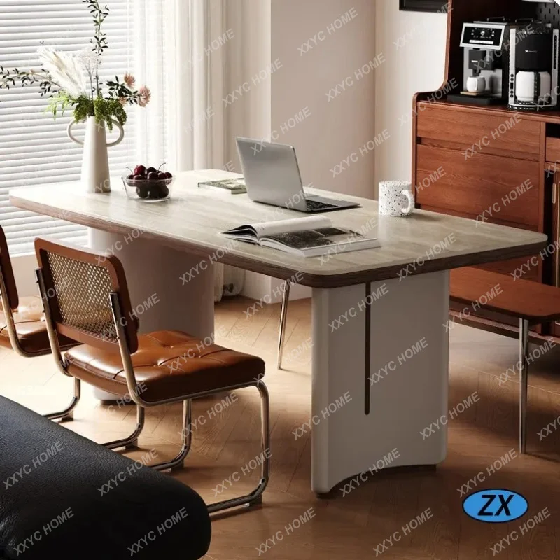 XX cream style light luxury solid wood dining table high-end rectangular table