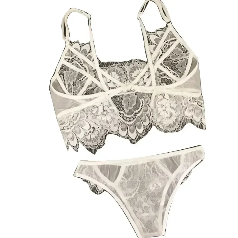 Erotic Sexy Bras Women Bodysuit Transparent Mesh Lace Steel Ring Bra Thongs Underwire Lingerie Underwear Sexy Lingerie Porn