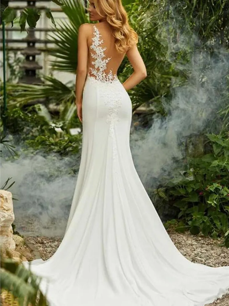 Robe De mariée sirène en dentelle, Sexy, sans manches, coupe à manches, avec traîne, pour femmes, collection 2021