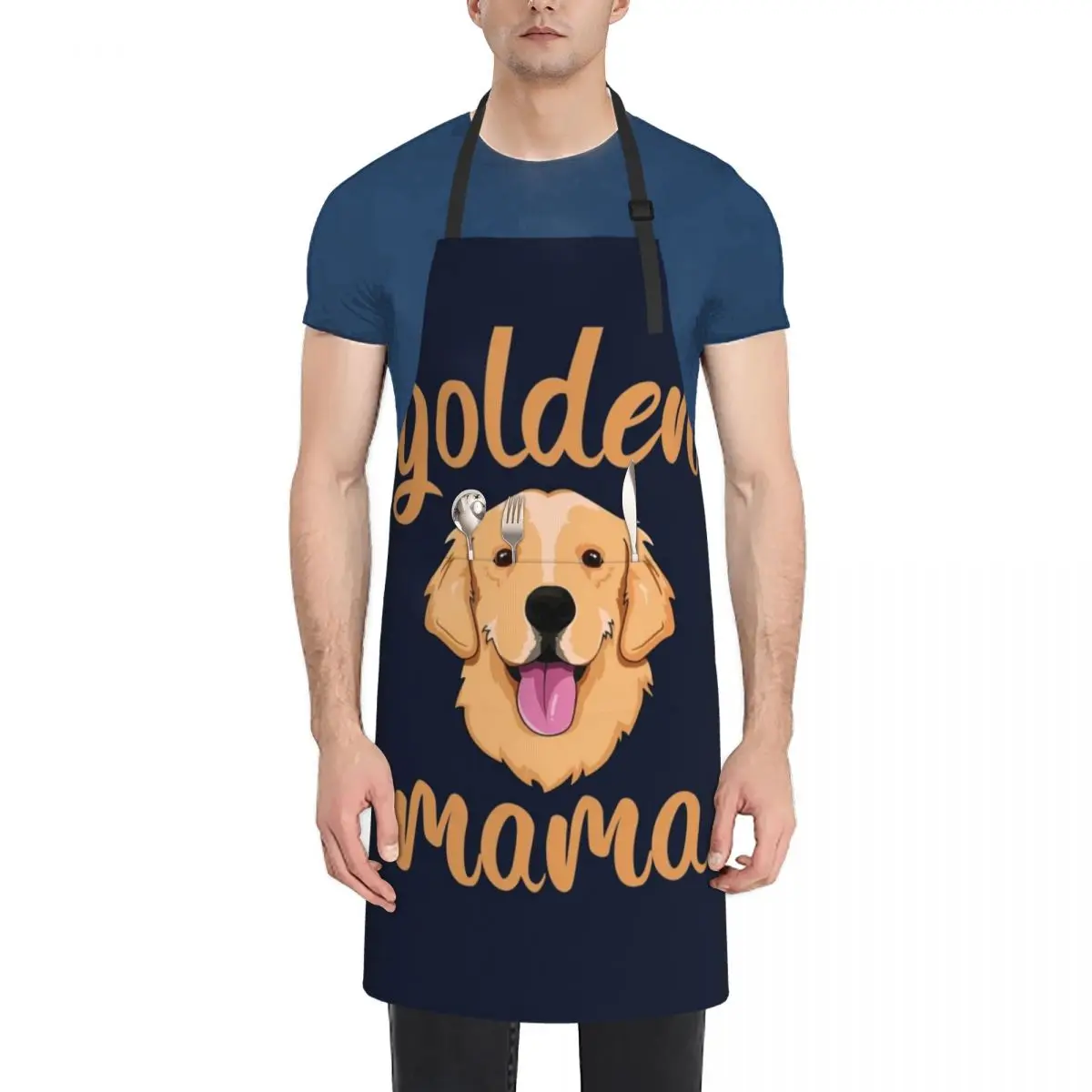 

Golden Retriever Mom Apron christmas 2024 Kitchens Accessories for women with pocket Costume Waiter Apron