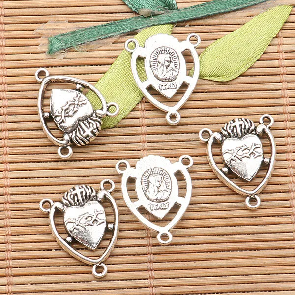 12pcs 20*16mm Unit 4 Colors To Pick Religious Portrait Heart Shaped Connector Design Jewelry Making Supplies
