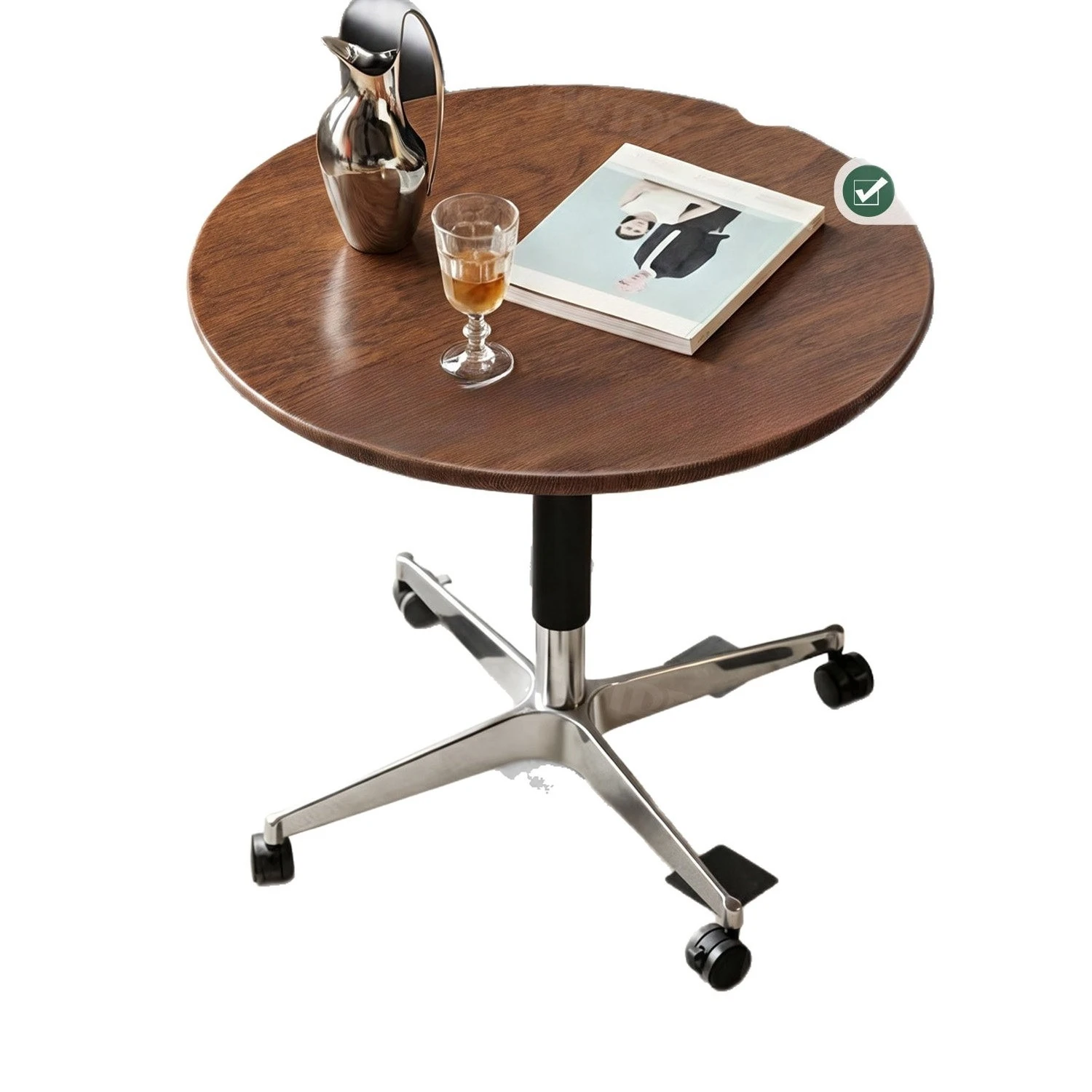 Solid wood lift-up coffee table, movable small round table, multifunctional dining table for small apartments, dining table
