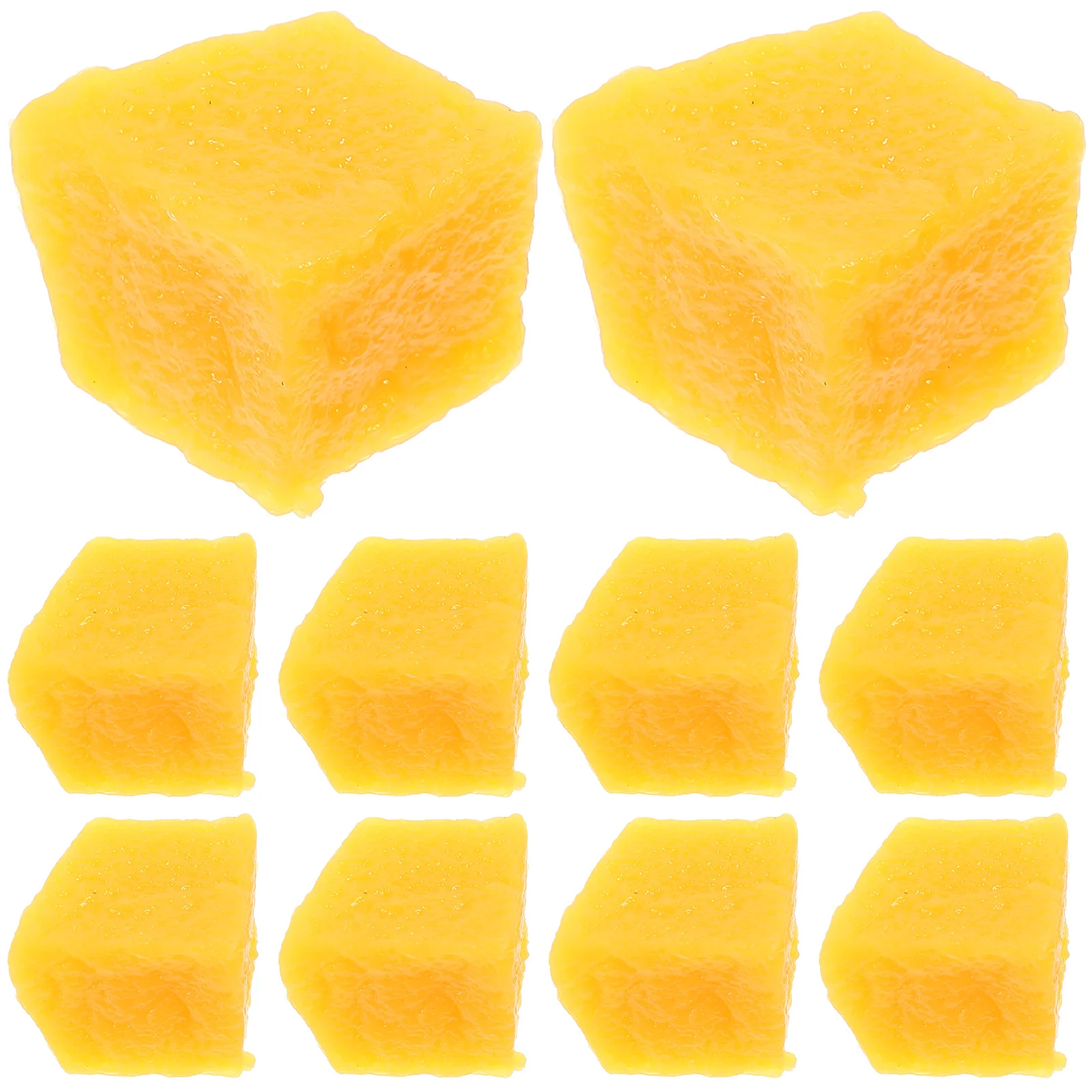 10 Pcs Fruits Artificial Scene Adornment Faux Mango Slice Decorate Pvc Model Yellow