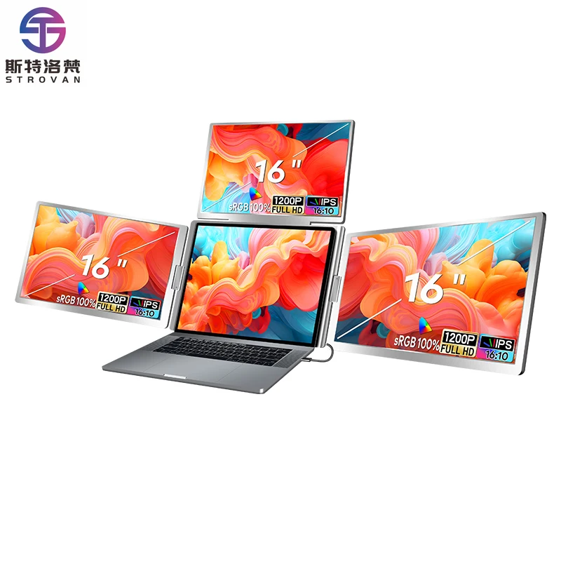 Triple 16 Inch Lcd 1080p Display Screen Usb c One Cable Portable Quad  Portatil Para Laptop Pc