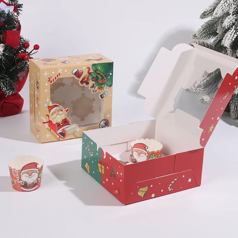 Customized productCustom Holiday Party Cupcake Gift Box Packaging Container Cake Packaging With Window