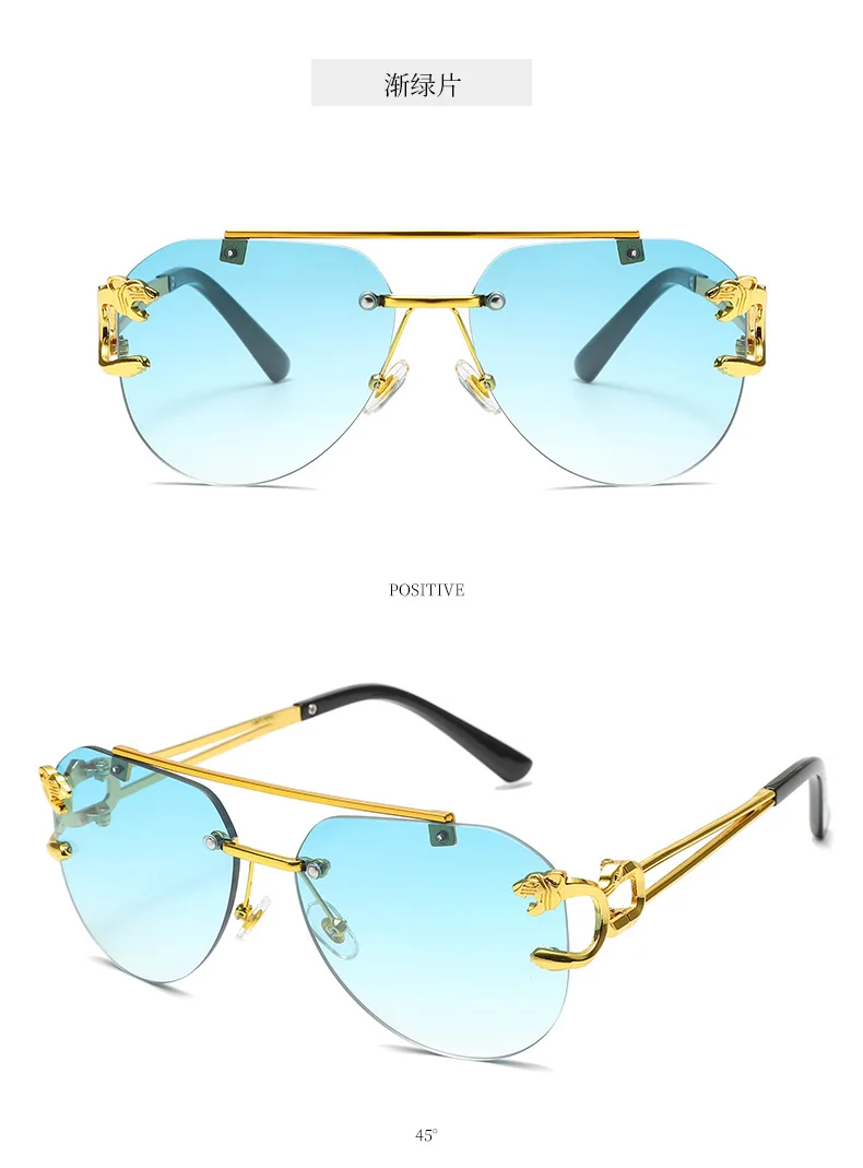 Neue randlose Piloten-Sonnenbrille mit Metallrahmen für Damen und Herren – Große runde Sonnenbrille mit Farbverlauf für Reisen – Detail 15