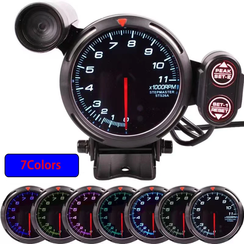 Newest Def* 3.75 Inch 80MM Car modification High  Speed tachometer 7 Colors 0-11000 RPM Meter with  lamp automatic shift lamp