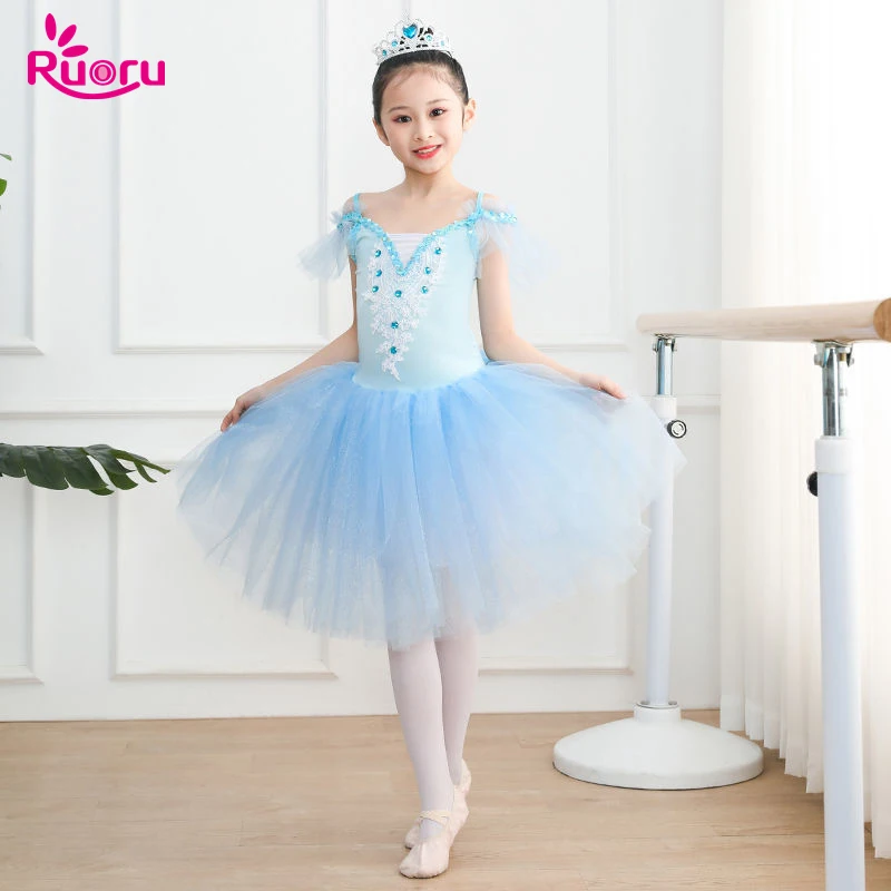 Ruoru Girl Ballet Tutu Dress Professional Kids Dancing Party Dress Performance Ballerina Costume Princess Girl Dress body