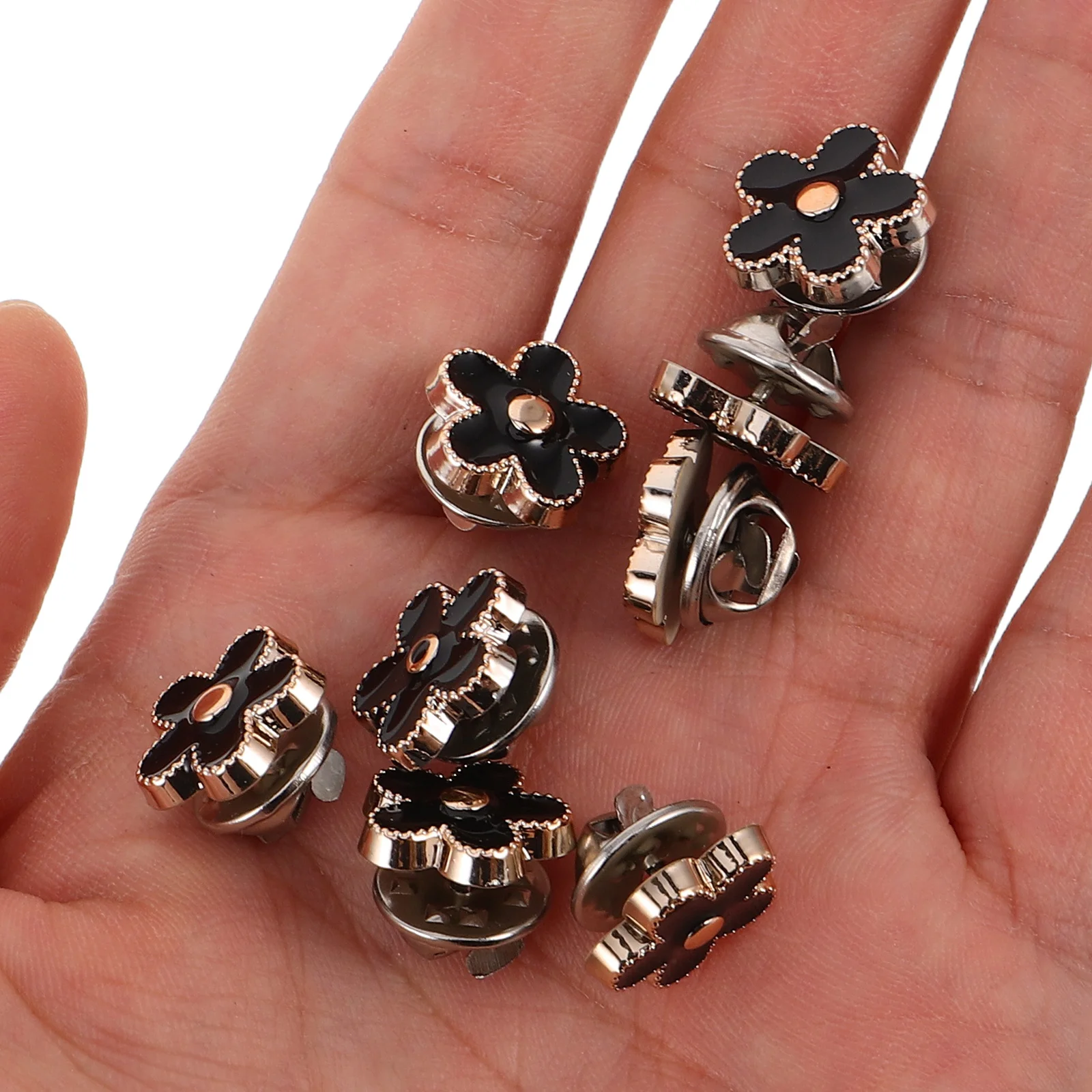 20 piezas cubiertas de botones Anti-Flash, cierres a presión de flores de Metal, sin Clip para coser, broche, alfileres para mujeres, camisas, vestidos, chaquetas, seguridad