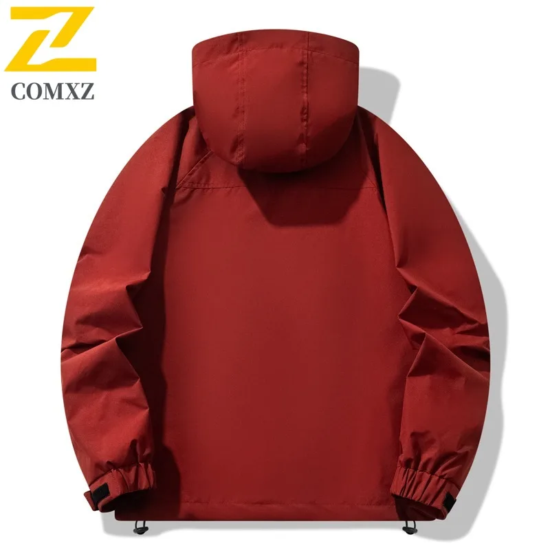 COMXZ New Men Jacket Hooded 2025 Rainproof Scratch Resistant Windproof Outdoor Adventure Cycling Climbing Jacket Outerwear