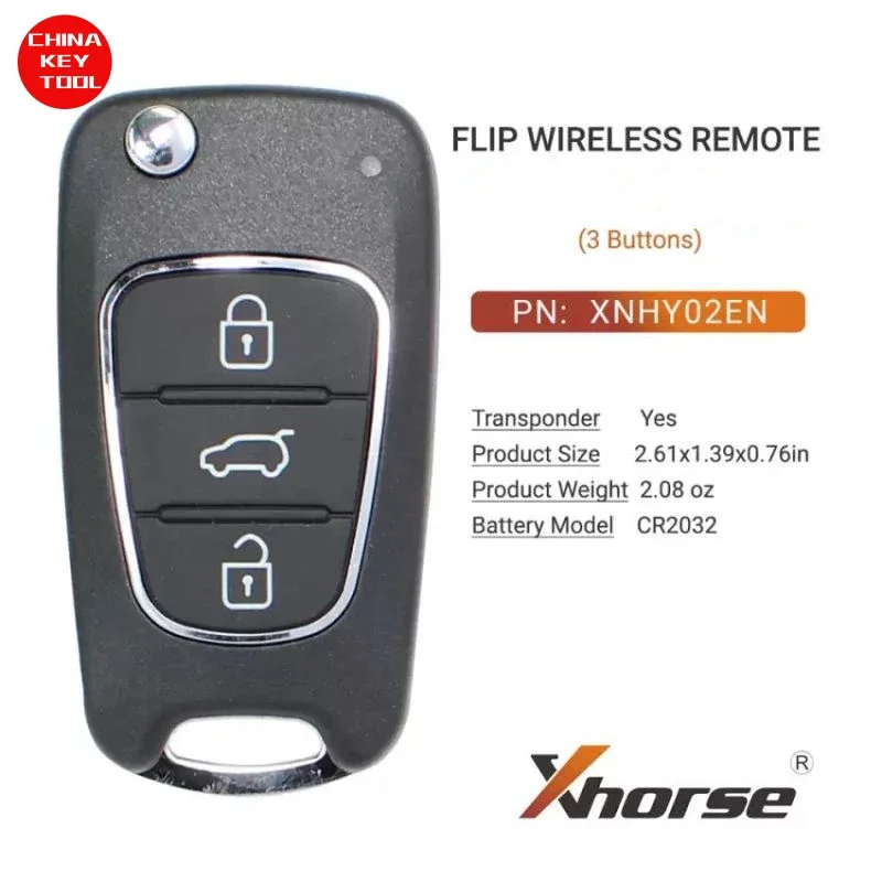 1PCS Xhorse Wireless Flip Remote Key For Hyundai Style 3 Buttons XNHY02EN