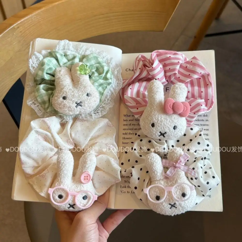 رباط شعر أرنب ميفي لطيف ولها مستوى عالٍ من المظهر، حلو وبناتي مع ربطة عنق على شكل ذيل حصان وشريط شعر #3