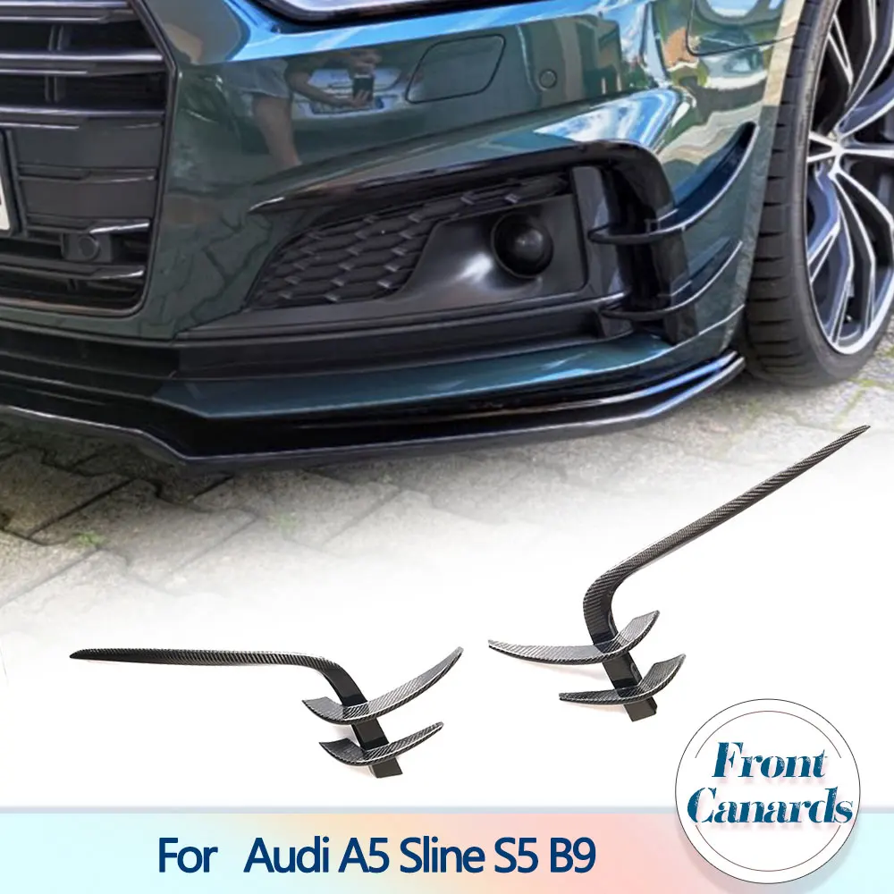 

Carbon Fiber Car Front Bumper Canards for Audi A5 Sline S5 B9 2017-2019 FRP Fog Lamp Grill Cover Front Fins Vent Trims
