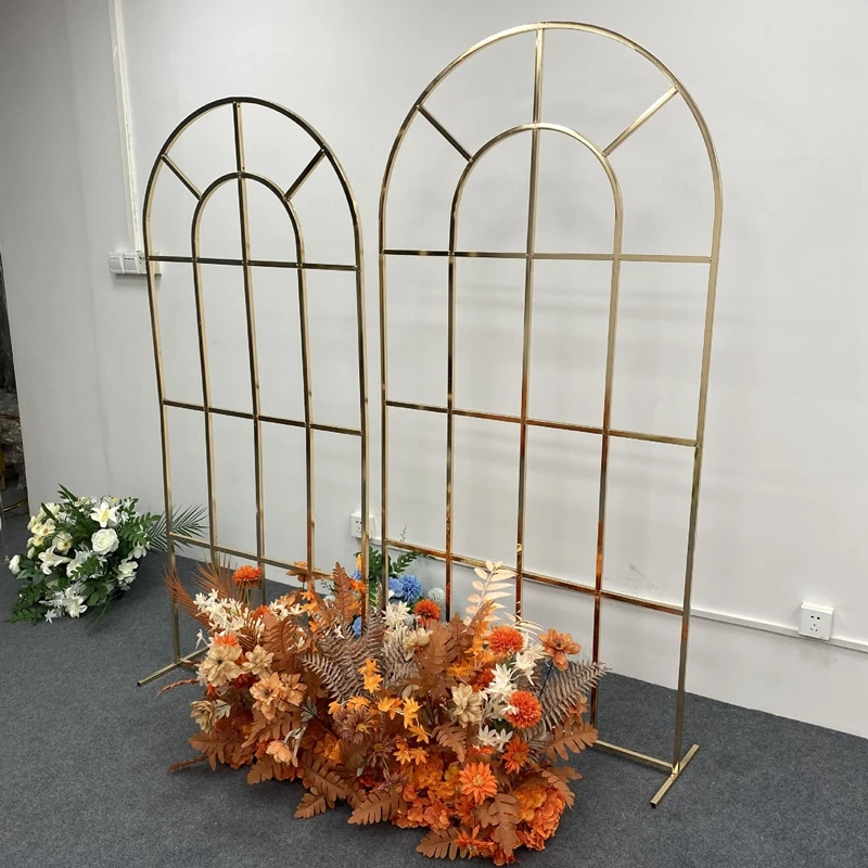 Imagem -02 - Wen-feiyu Brilhante Ouro Gilded Arch Screen Flower Stand Decoração de Fundo do Casamento Arco do Balão Decoração de Festa de Aniversário