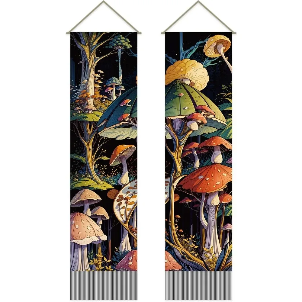 

2 Pcs Mushroom Tapestry Botanical Aesthetics Tapestry Psychedelic Vertical Tapestry Wall Hanging Mushroom Decor Long making kit