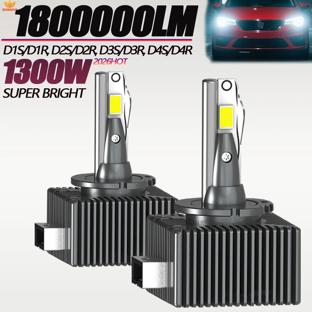 

Светодиодные лампы D3S D1S для фар, новинка 2026 года, замена HID, Canbus CSP, D4S D2S D1R D4R D2R D3R, сверхъяркие, 6000K, белый свет, 1300W