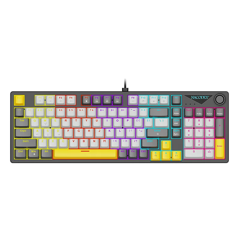 AJAZZ NK98 kabelgebundene Gaming-Tastatur mit 98-Tasten-Layout, unterstützt alle Hot-Swap-fähigen mechanischen Tastaturen.