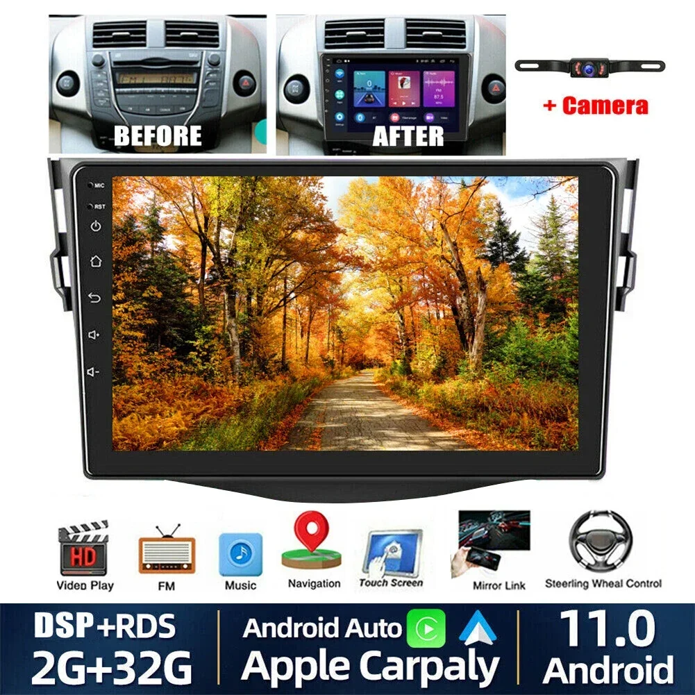 

Android 13 Car Radio for Toyota RAV4 2007-2012 9 inch Touch Screen Carplay Stereo Carplay Android Auto Hi-Fi Audio/Bluetooth