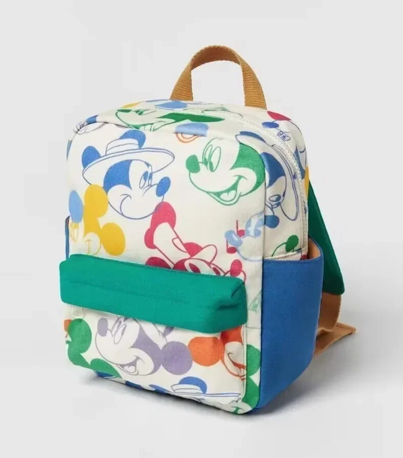 Disney 2025 New Fashion Children's School Bag Student Multifunctional Backpack Color Matching Mickey Mouse Print Backpack