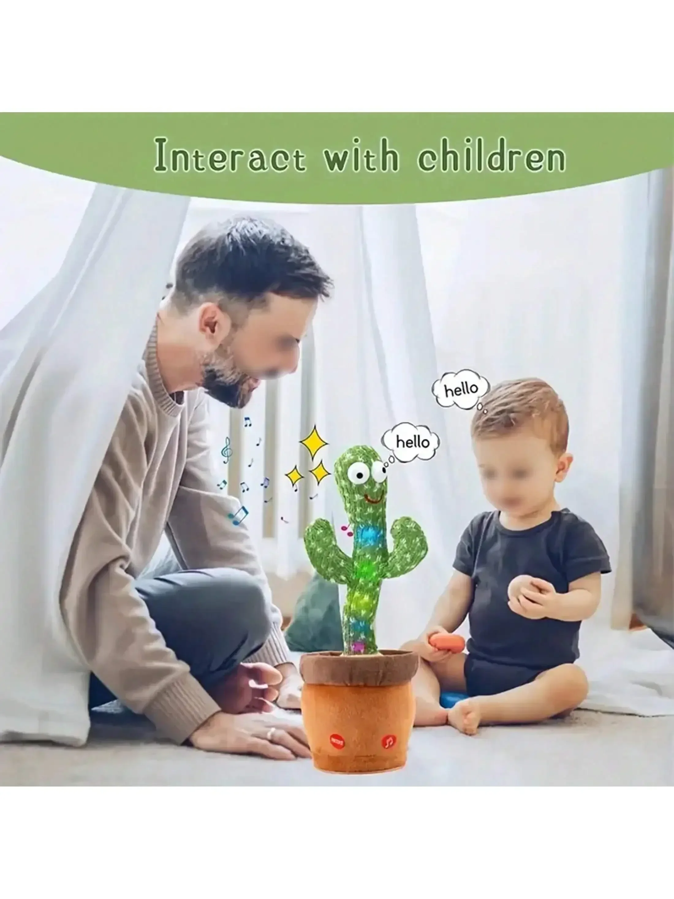 1pc-A Talking Cactus Toy That Can Be Charged Recorded And Repeated Suitable For Spanish English And Arabic Voice Changer
