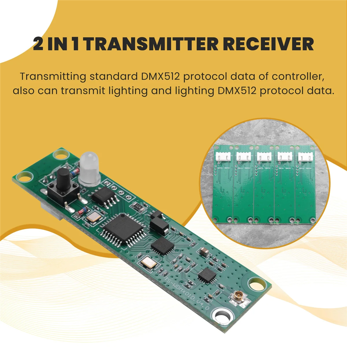 BVBV 5 шт. 2,4 ГГц беспроводной передатчик DMX 512, приемник печатной платы модуля 2 в 1, беспроводная печатная плата с антенной для сценического освещения DMX