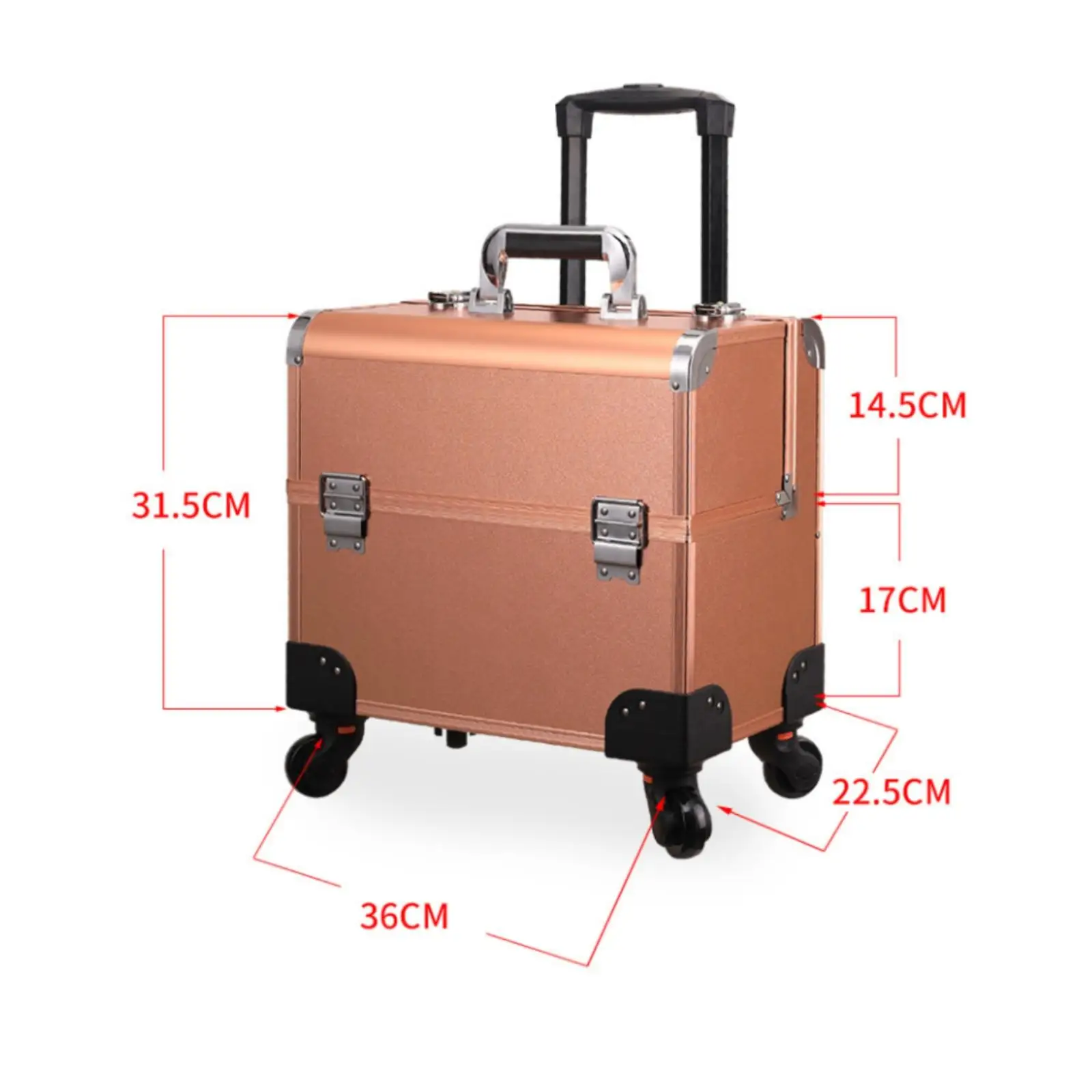 Makeup Organizer Rolling Case Leather Aluminum Trolley Professional Cosmetics Storage Box for Mobile Makeup Artists