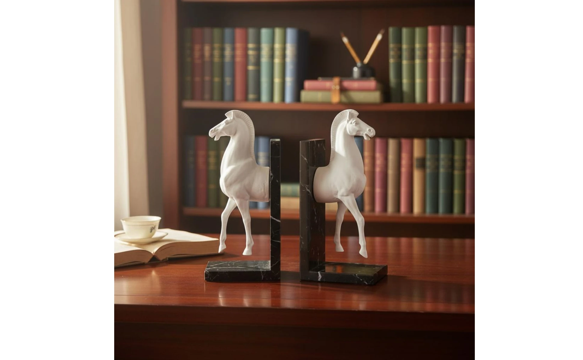 Horse Head Bookend Decorative Horse Head Bookends Creature Bookend Desktop Decoration Home Decor Rustic for Bookshelf, Desk