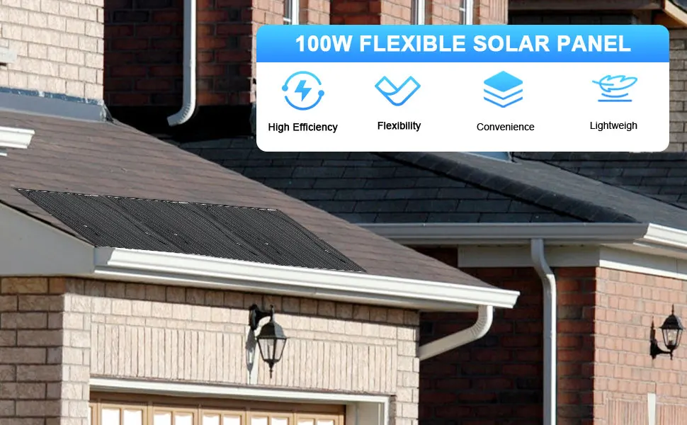 12 فولت ETFE لوحة طاقة شمسية مرنة 600 واط 100 واط 200 واط 300 واط 400 واط 500 واط انحناء مقاوم للماء أحادي البلورية مع النظام والملحقات