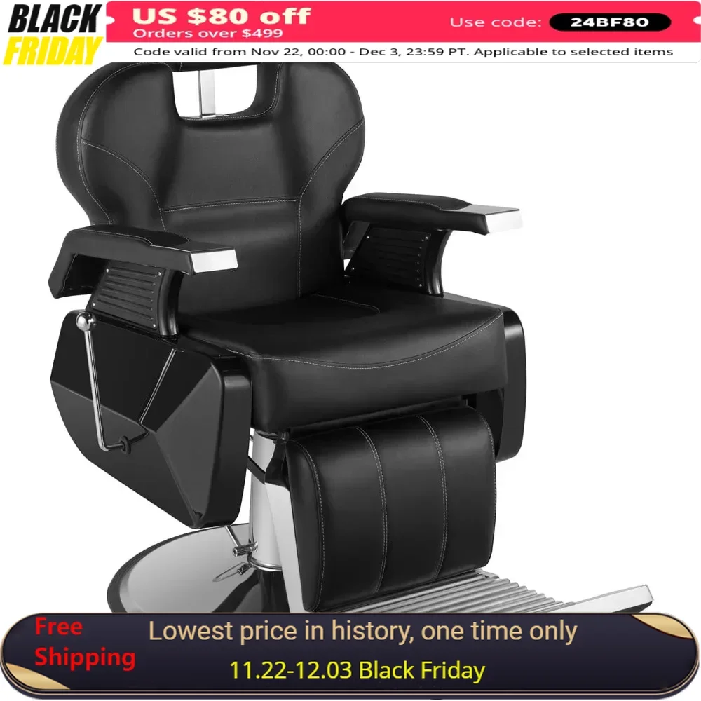 

Barber Chair, Hydraulic Pump Salon Chairs Recline 360 Degree Swivel Hairdresser Chairs Height Adjustable, Salon Chair