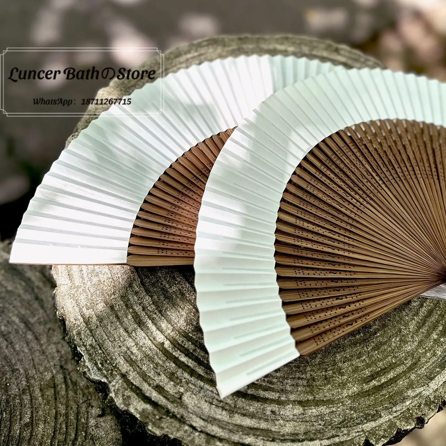 Moyu. Zhimo Ancient Bamboo Handle Folding Fan 6 Inch Through Face Paper Fan Blank Calligraphy and Painting DIY Fan Plain Surface